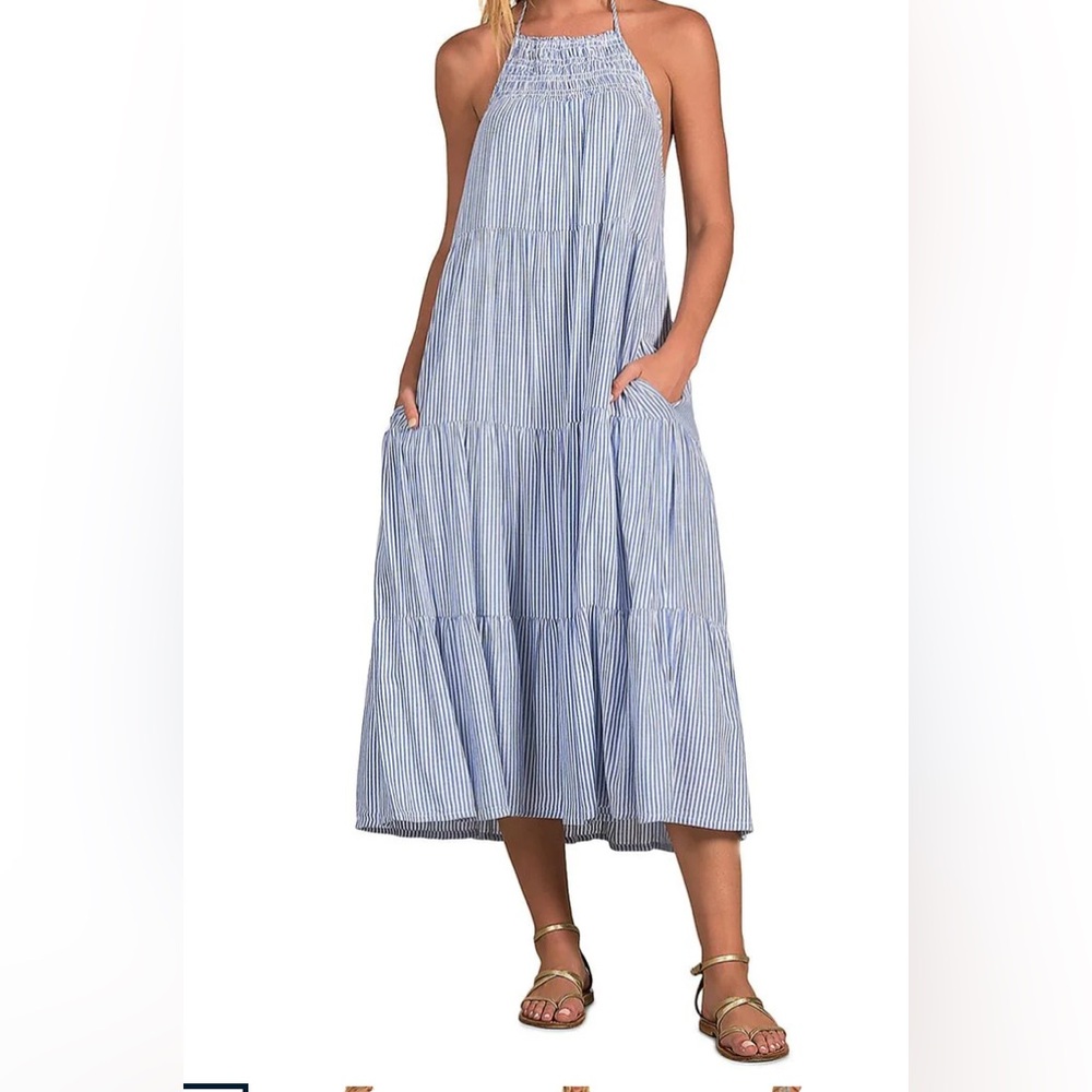 Striped Halter Maxi Dress